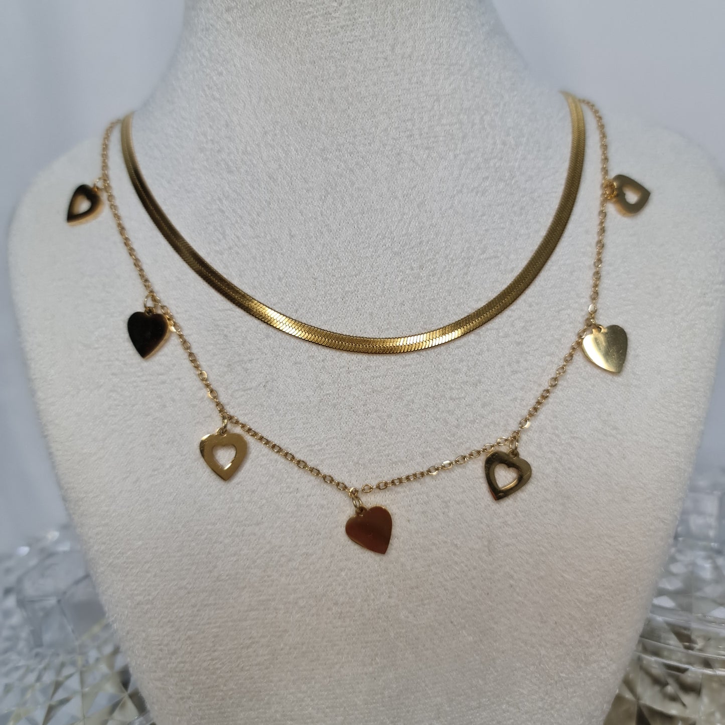 HERA || Multi layer hearts necklace