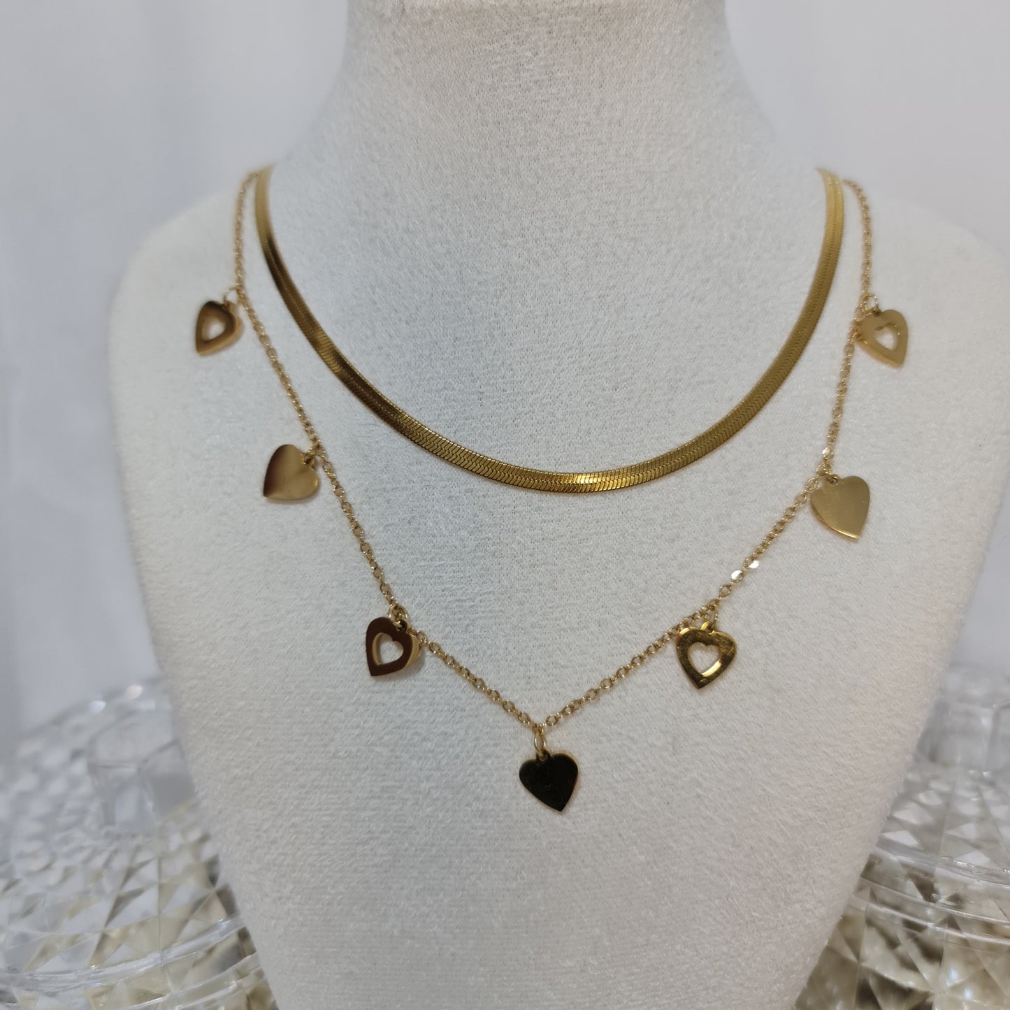 HERA || Multi layer hearts necklace