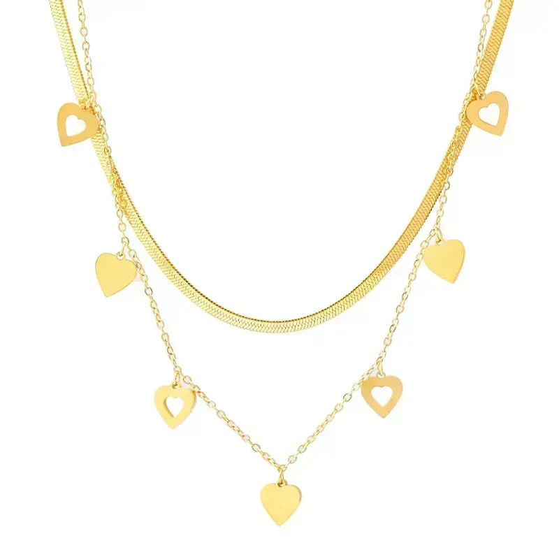 HERA || Multi layer hearts necklace